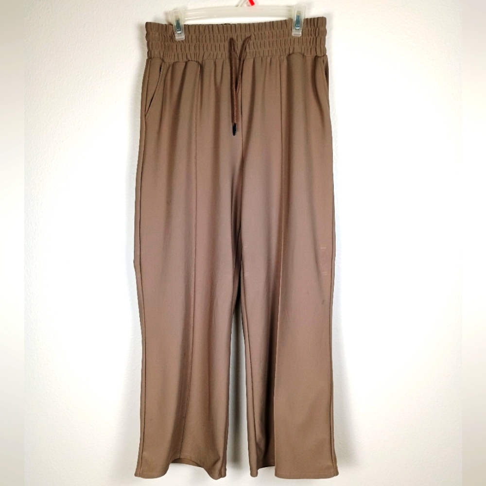 Polished & Poised Wide-Leg Trousers with Elastic Waistband | Plus Size 2XL | Tan
